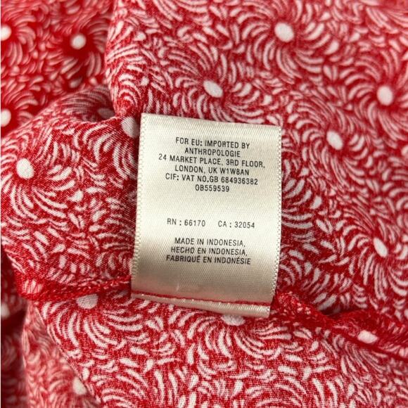 Anthropologie Maeve Monaco Red V-Neck Printed Dress Size Small - Picture 7 of 7